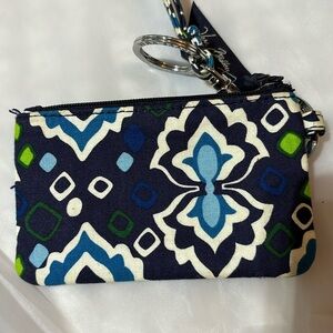 Vera Bradley Ink Blue Zip ID Case with Lanyard